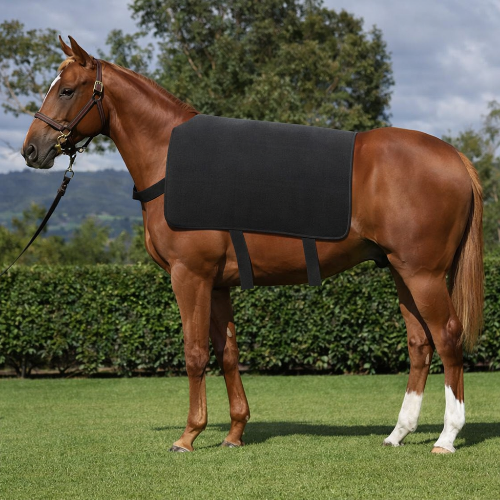 Red light therapy blanket for horses with 660nm 850nm LEDs on horse back