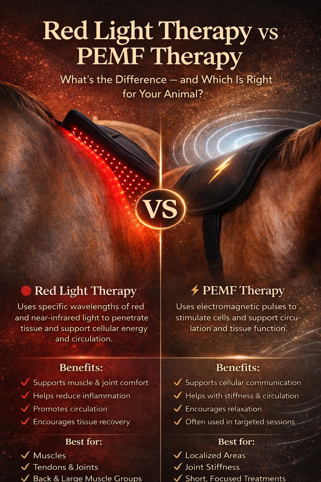Red Light Therapy vs. PEMF for Horses: Understanding the Differences and Benefits